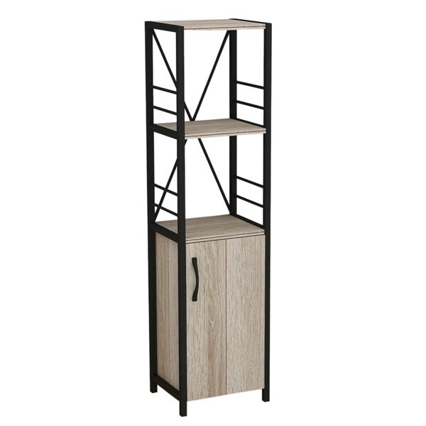 Шафа пенал з 3 полицями Коннект-334 трюфель, КОЛІР МЕТАЛУ: ЧОРНИЙ, КОЛІР ДСП: ТРЮФЕЛЬ