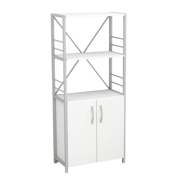 Шкаф пенал с 3 полками Коннект-360 белый, ЦВЕТ МЕТАЛЛА: СЕРЫЙ, ЦВЕТ ДСП: БЕЛЫЙ