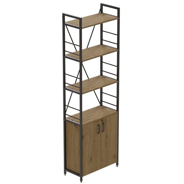 Шафа пенал на 4 полиці Коннект-460 артизан, КОЛІР МЕТАЛУ: ЧОРНИЙ, КОЛІР ДСП: АРТИЗАН