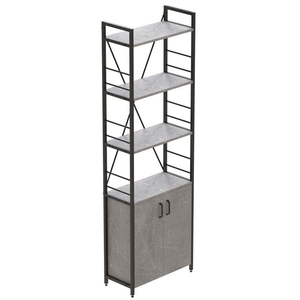 Шафа пенал на 4 полиці Коннект-460 бетон, КОЛІР МЕТАЛУ: ЧОРНИЙ, КОЛІР ДСП: БЕТОН