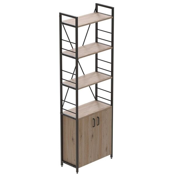 Шафа пенал на 4 полиці Коннект-460 сан маріно, КОЛІР МЕТАЛУ: ЧОРНИЙ, КОЛІР ДСП: САН МАРІНО