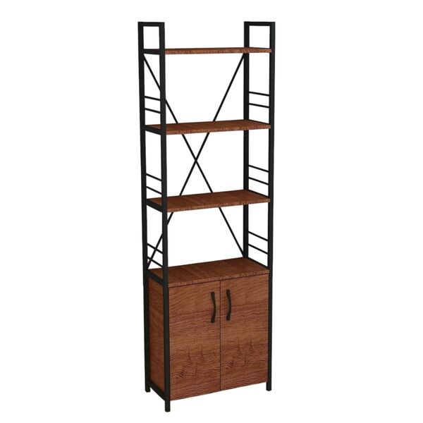 Шафа пенал на 4 полиці Коннект-460 венге, КОЛІР МЕТАЛУ: ЧОРНИЙ, КОЛІР ДСП: ВЕНГЕ МАГИЯ