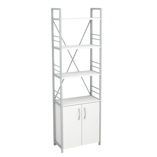 Шафа пенал на 4 полиці Коннект-460 білий, КОЛІР МЕТАЛУ: СІРИЙ, КОЛІР ДСП: БІЛИЙ