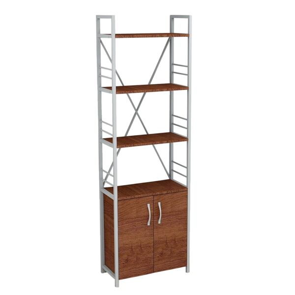 Шафа пенал на 4 полиці Коннект-460 венге, КОЛІР МЕТАЛУ: СІРИЙ, КОЛІР ДСП: ВЕНГЕ МАГИЯ