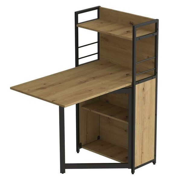 Розкладной стіл книжка з етажеркою (трансформер) Практик-1 артизан, ТОВЩИНА СТІЛЬНИЦІ ДСП: 16 мм, КОЛІР МЕТАЛУ: ЧОРНИЙ, КОЛІР ДСП: АРТИЗАН