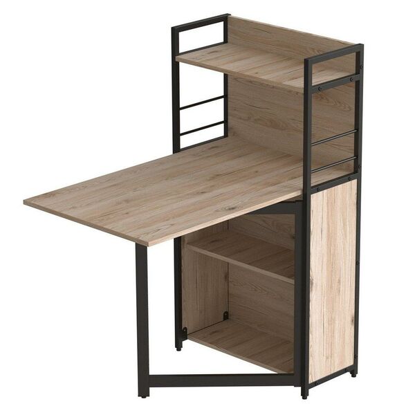 Розкладной стіл книжка з етажеркою (трансформер) Практик-1 сан маріно, ТОВЩИНА СТІЛЬНИЦІ ДСП: 16 мм, КОЛІР МЕТАЛУ: ЧОРНИЙ, КОЛІР ДСП: САН МАРІНО