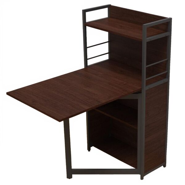 Розкладний стіл книжка з етажеркою (трансформер) Практик-1 венге, ТОВЩИНА СТІЛЬНИЦІ ДСП: 16 мм, КОЛІР МЕТАЛУ: ЧОРНИЙ, КОЛІР ДСП: ВЕНГЕ МАГИЯ