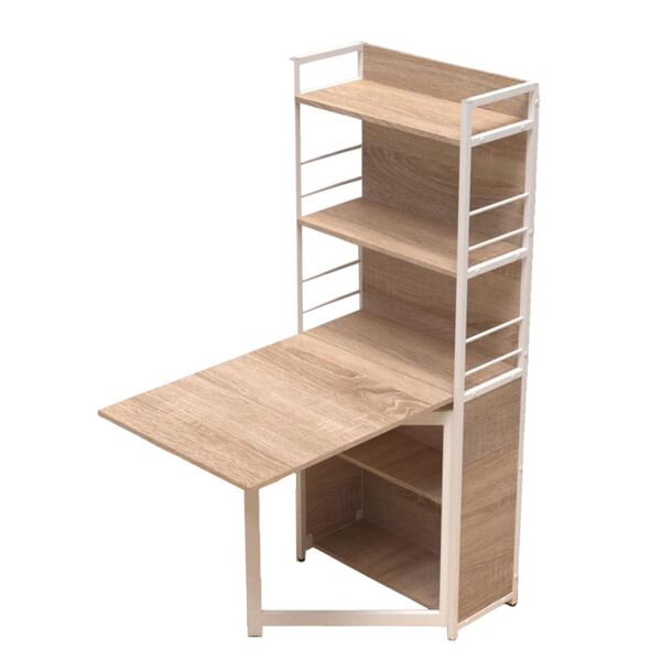 Розкладний стіл книжка з етажеркою (трансформер) Практик-2 сонома, ТОВЩИНА СТІЛЬНИЦІ ДСП: 16 мм, КОЛІР МЕТАЛУ: БІЛИЙ, КОЛІР ДСП: СОНОМА