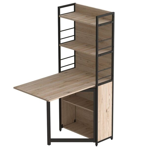 Розкладной стіл книжка з етажеркою (трансформер) Практик-2 сан маріно, ТОВЩИНА СТІЛЬНИЦІ ДСП: 16 мм, КОЛІР МЕТАЛУ: ЧОРНИЙ, КОЛІР ДСП: САН МАРІНО