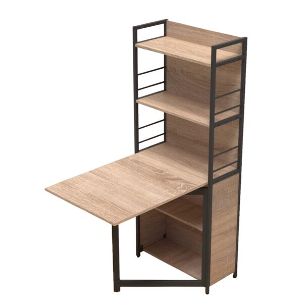 Розкладний стіл книжка з етажеркою (трансформер) Практик-2 сонома, ТОВЩИНА СТІЛЬНИЦІ ДСП: 16 мм, КОЛІР МЕТАЛУ: ЧОРНИЙ, КОЛІР ДСП: СОНОМА