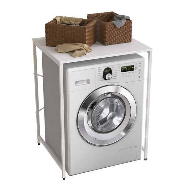 Стеллаж полиця над пральною машиною Вашелф-401 білий, КОЛІР МЕТАЛУ: БІЛИЙ, КОЛІР ДСП: БІЛИЙ