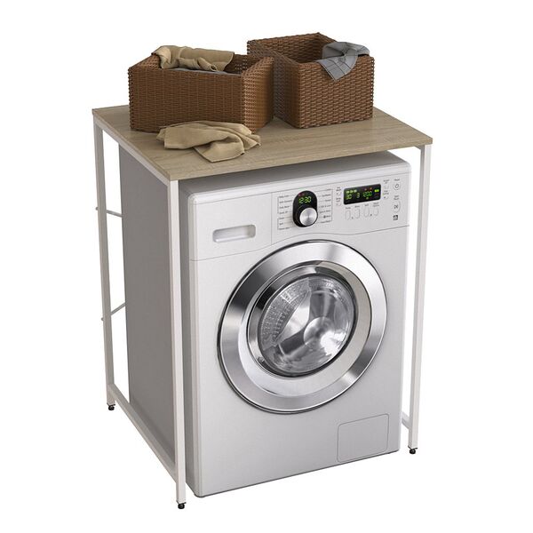 Стеллаж полиця над пральною машиною Вашелф-401 сонома, КОЛІР МЕТАЛУ: БІЛИЙ, КОЛІР ДСП: СОНОМА