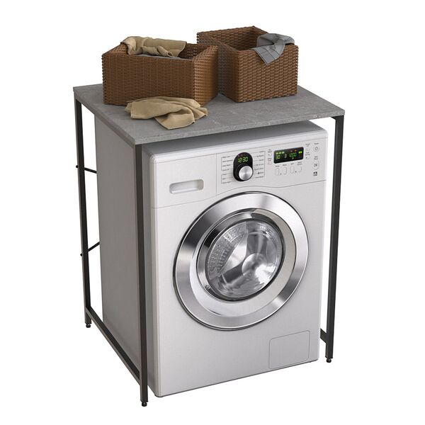 Стеллаж полиця над пральною машиною Вашелф-401 бетон, КОЛІР МЕТАЛУ: ЧОРНИЙ, КОЛІР ДСП: БЕТОН