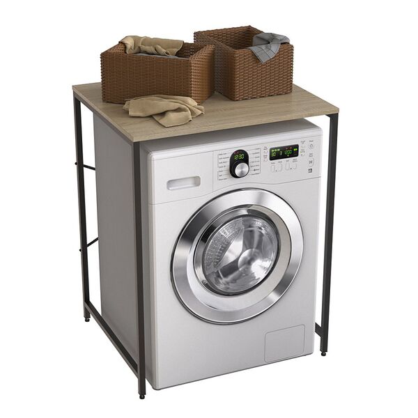 Стеллаж полиця над пральною машиною Вашелф-401 сонома, КОЛІР МЕТАЛУ: ЧОРНИЙ, КОЛІР ДСП: СОНОМА