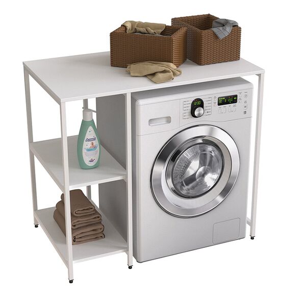 Стелаж із 3 полицями під пральну машину Вашелф-405 білий, КОЛІР МЕТАЛУ: БІЛИЙ, КОЛІР ДСП: БІЛИЙ