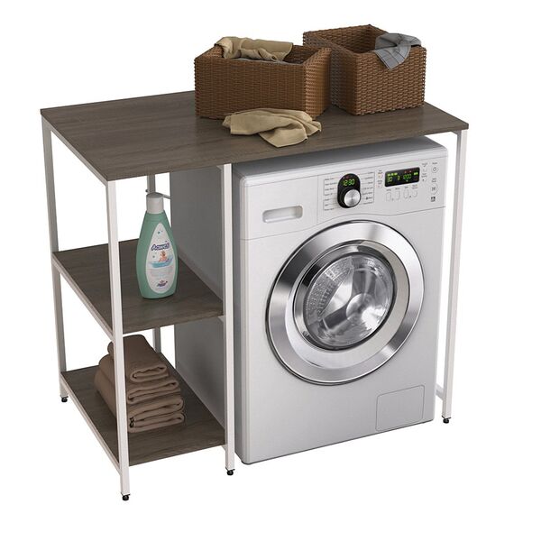 Стелаж із 3 полицями під пральну машину Вашелф-405 трюфель, КОЛІР МЕТАЛУ: БІЛИЙ, КОЛІР ДСП: ТРЮФЕЛЬ