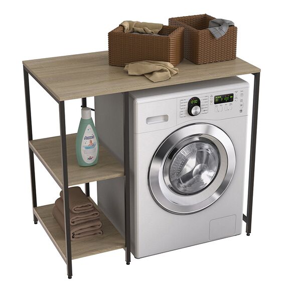 Стелаж із 3 полицями під пральну машину Вашелф-405 сонома, КОЛІР МЕТАЛУ: ЧОРНИЙ, КОЛІР ДСП: СОНОМА