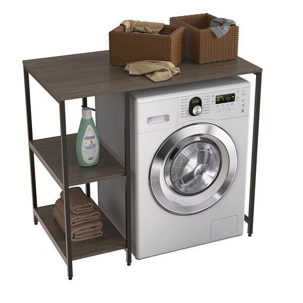 Стелаж із 3 полицями під пральну машину Вашелф-405 трюфель, КОЛІР МЕТАЛУ: ЧОРНИЙ, КОЛІР ДСП: ТРЮФЕЛЬ
