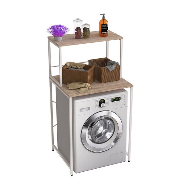 Стелаж з полицями над пральною машиною Вашелф-402 сан маріно, КОЛІР МЕТАЛУ: БІЛИЙ, КОЛІР ДСП: САН МАРІНО