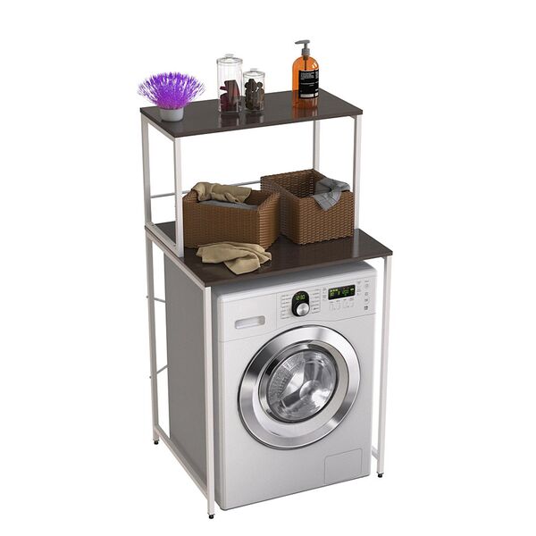Стелаж з полицями над пральною машиною Вашелф-402 венге, КОЛІР МЕТАЛУ: БІЛИЙ, КОЛІР ДСП: ВЕНГЕ МАГИЯ