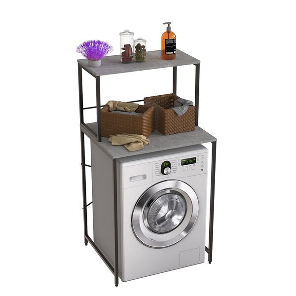 Стелаж з полицями над пральною машиною Вашелф-402 бетон, КОЛІР МЕТАЛУ: ЧОРНИЙ, КОЛІР ДСП: БЕТОН