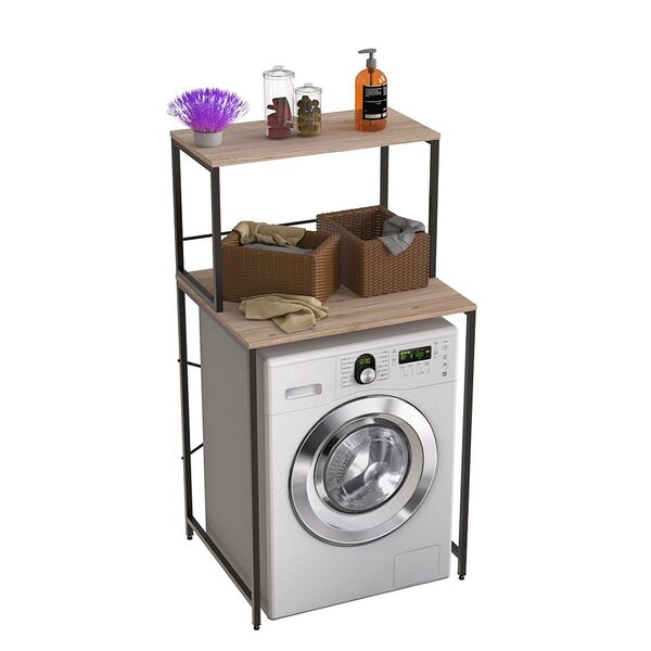 Стелаж з полицями над пральною машиною Вашелф-402 сан маріно, КОЛІР МЕТАЛУ: ЧОРНИЙ, КОЛІР ДСП: САН МАРІНО