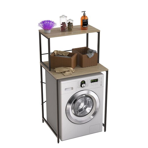 Стелаж з полицями над пральною машиною Вашелф-402 сонома, КОЛІР МЕТАЛУ: ЧОРНИЙ, КОЛІР ДСП: СОНОМА