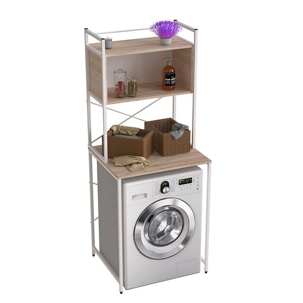 Стелаж полиця для пральної машинки Вашелф-403 сан маріно, КОЛІР МЕТАЛУ: БІЛИЙ, КОЛІР ДСП: САН МАРІНО