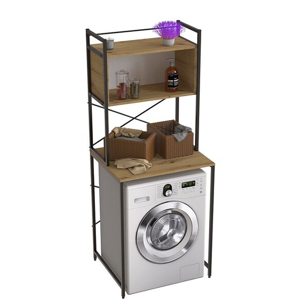 Стелаж полиця для пральної машинки Вашелф-403 артизан, КОЛІР МЕТАЛУ: ЧОРНИЙ, КОЛІР ДСП: АРТИЗАН