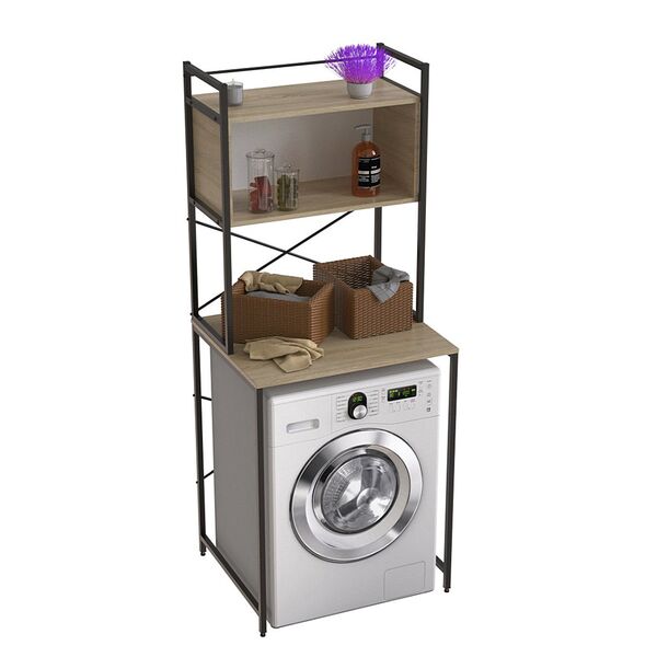 Стелаж полиця для пральної машинки Вашелф-403 сонома, КОЛІР МЕТАЛУ: ЧОРНИЙ, КОЛІР ДСП: СОНОМА