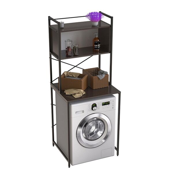 Стелаж полиця для пральної машинки Вашелф-403 венге, КОЛІР МЕТАЛУ: ЧОРНИЙ, КОЛІР ДСП: ВЕНГЕ МАГИЯ
