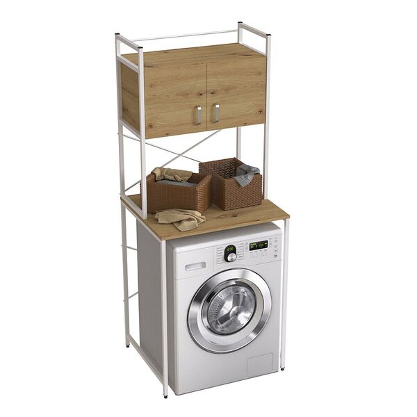 Стелаж з шухлядою нішею під пральну машину Вашелф-404 артизан, КОЛІР МЕТАЛУ: БІЛИЙ, КОЛІР ДСП: АРТИЗАН