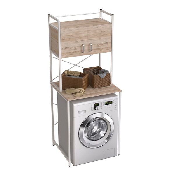 Стелаж з шухлядою нішею під пральну машину Вашелф-404 сан маріно, КОЛІР МЕТАЛУ: БІЛИЙ, КОЛІР ДСП: САН МАРІНО