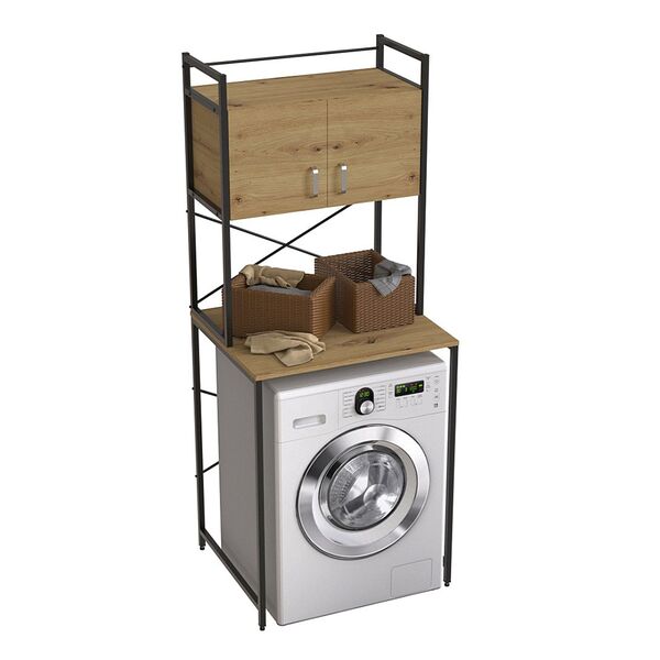 Стелаж з шухлядою нішею під пральну машину Вашелф-404 артизан, КОЛІР МЕТАЛУ: ЧОРНИЙ, КОЛІР ДСП: АРТИЗАН