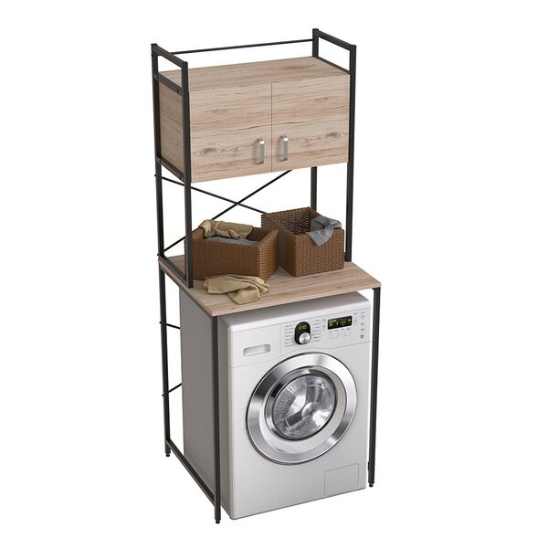 Стелаж з шухлядою нішею під пральну машину Вашелф-404 сан маріно, КОЛІР МЕТАЛУ: ЧОРНИЙ, КОЛІР ДСП: САН МАРІНО