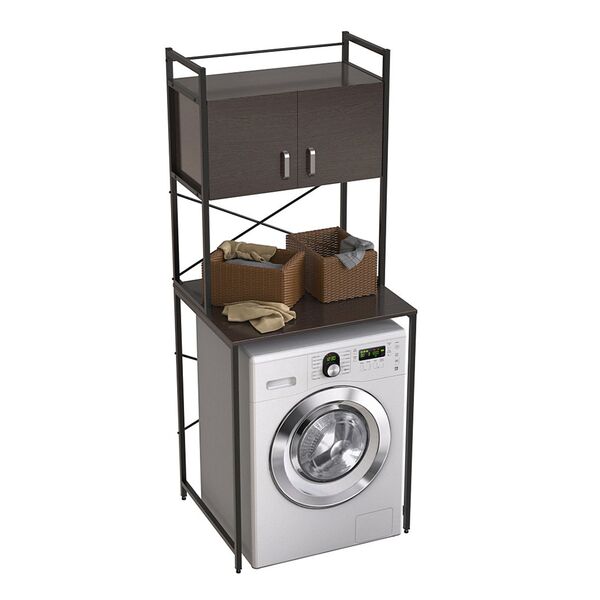 Стелаж з шухлядою нішею під пральну машину Вашелф-404 венге, КОЛІР МЕТАЛУ: ЧОРНИЙ, КОЛІР ДСП: ВЕНГЕ МАГИЯ